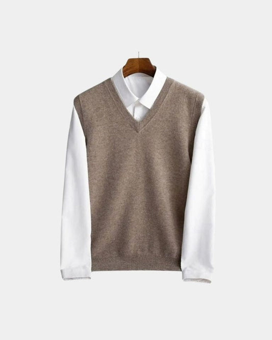 Gabriel | Taupe V-Neck Sleeveless Jumper