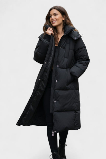 Gabrielle | Black Hooded Puffer Coat