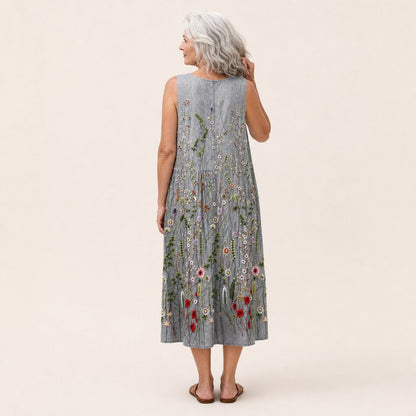 Hermione | Grey Meadow Floral Sleeveless Midi Dress