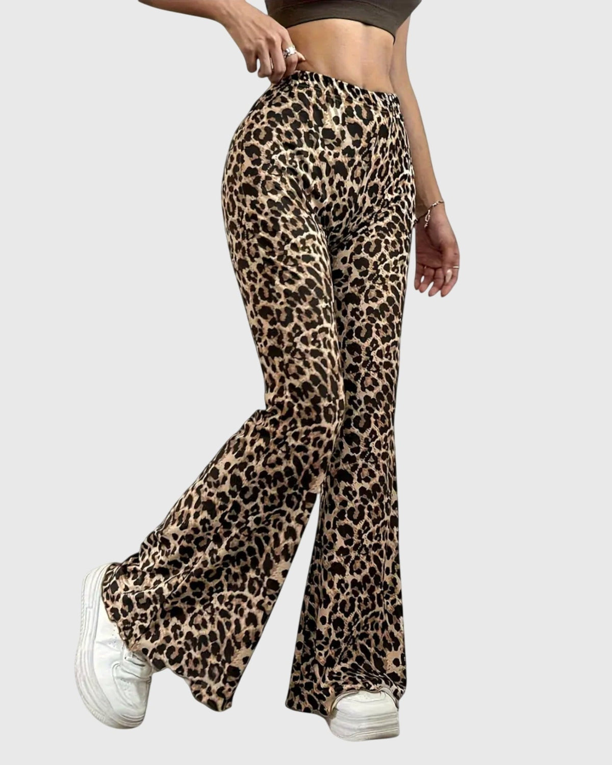 Gina | Leopard Print Flared Trousers