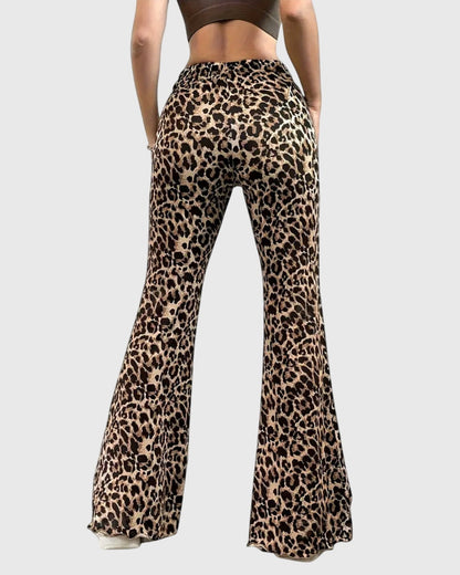Gina | Leopard Print Flared Trousers