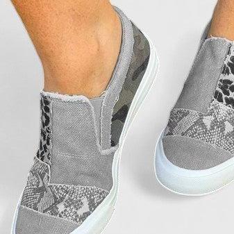 Gail | Patchwork Print Slip-On Shoes