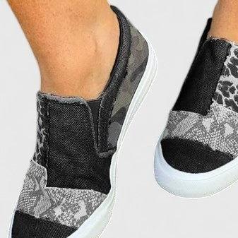 Gail | Patchwork Print Slip-On Shoes