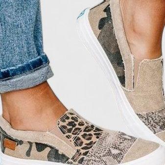 Gail | Patchwork Print Slip-On Shoes