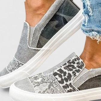 Gail | Patchwork Print Slip-On Shoes