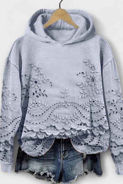 Grace | Lilac Embroidered Hooded Jumper