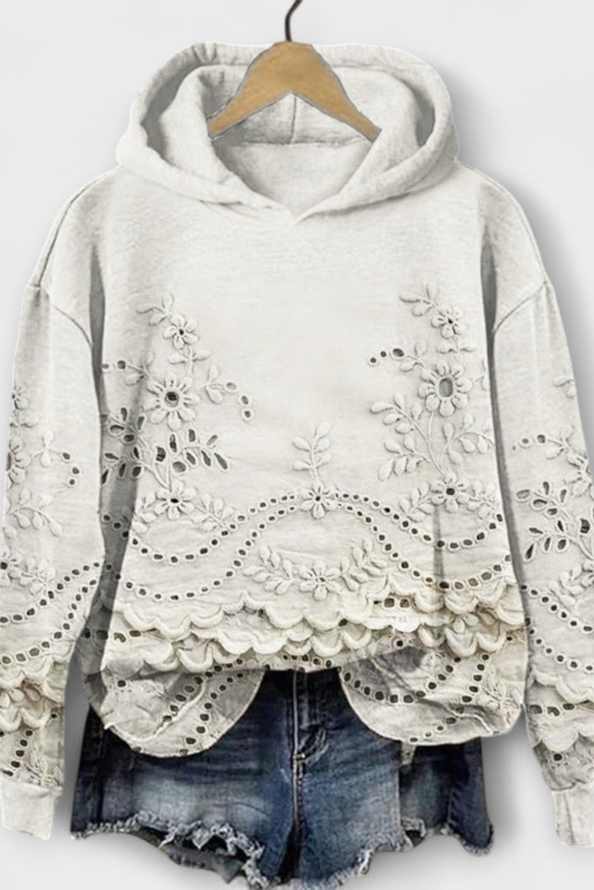 Grace | Lilac Embroidered Hooded Jumper