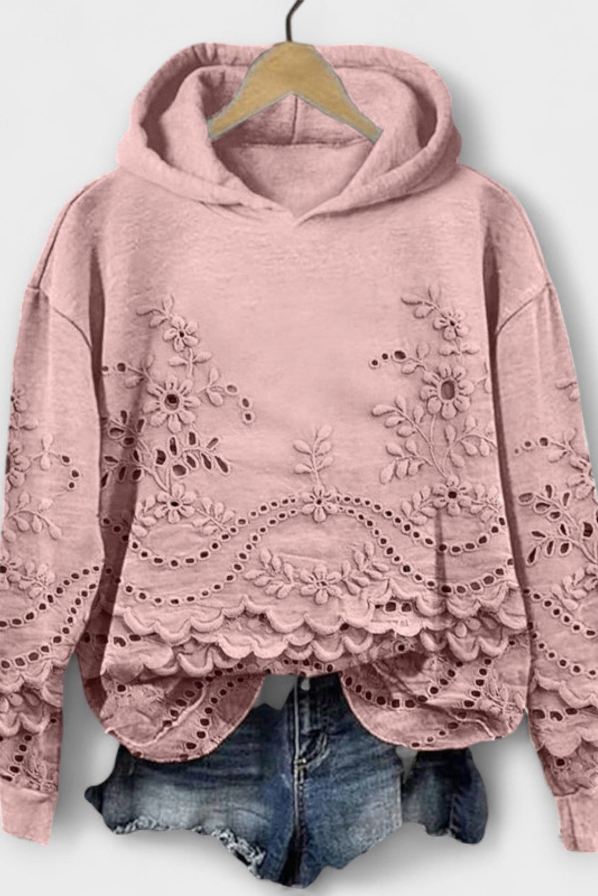 Grace | Lilac Embroidered Hooded Jumper