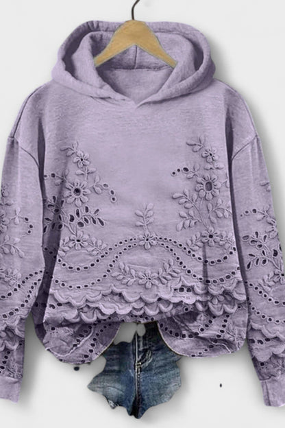 Grace | Lilac Embroidered Hooded Jumper