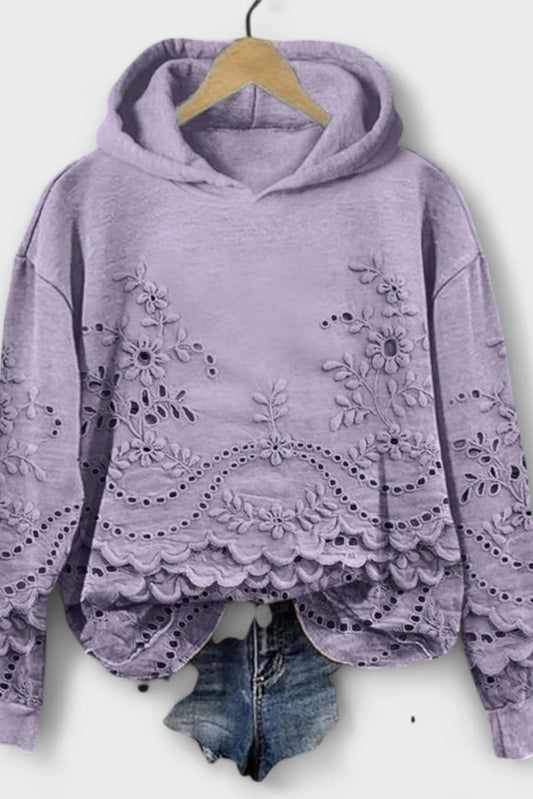Grace | Lilac Embroidered Hooded Jumper