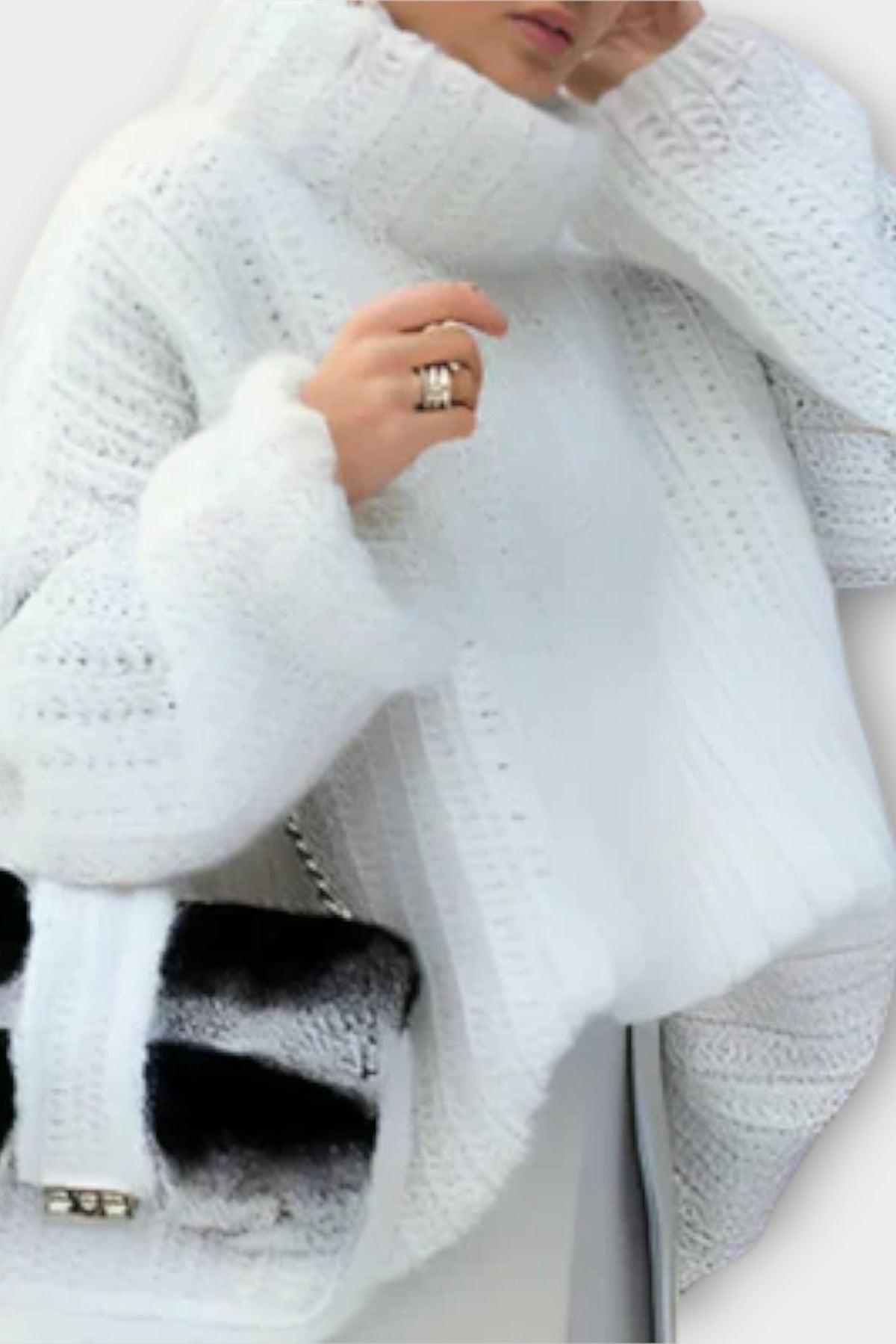 Grace | White Textured Knit Jumper