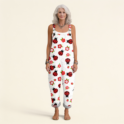 Kate | Ivory Ladybird Dungarees
