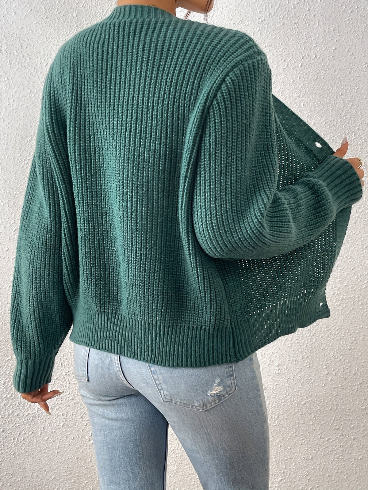 Georgie | Beige Ribbed V-Neck Cardigan