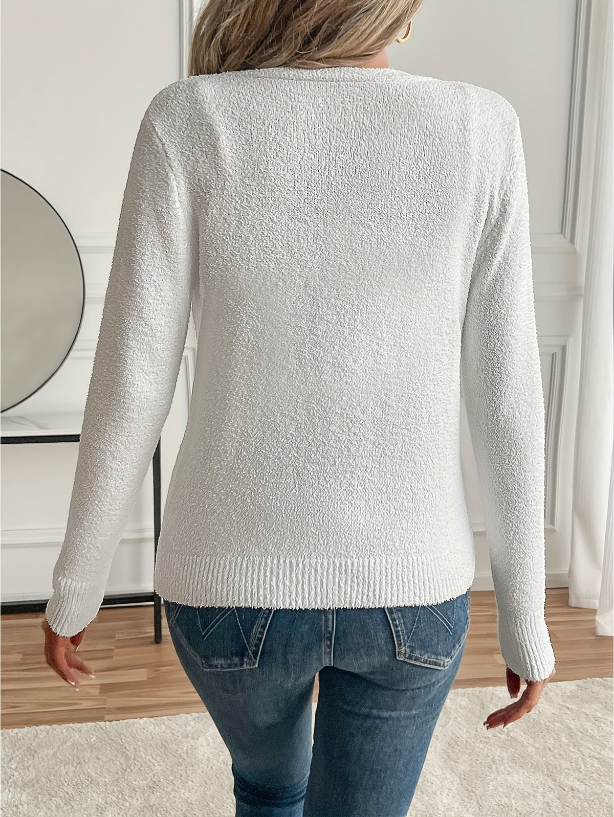 Georgie | Beige Ribbed V-Neck Cardigan