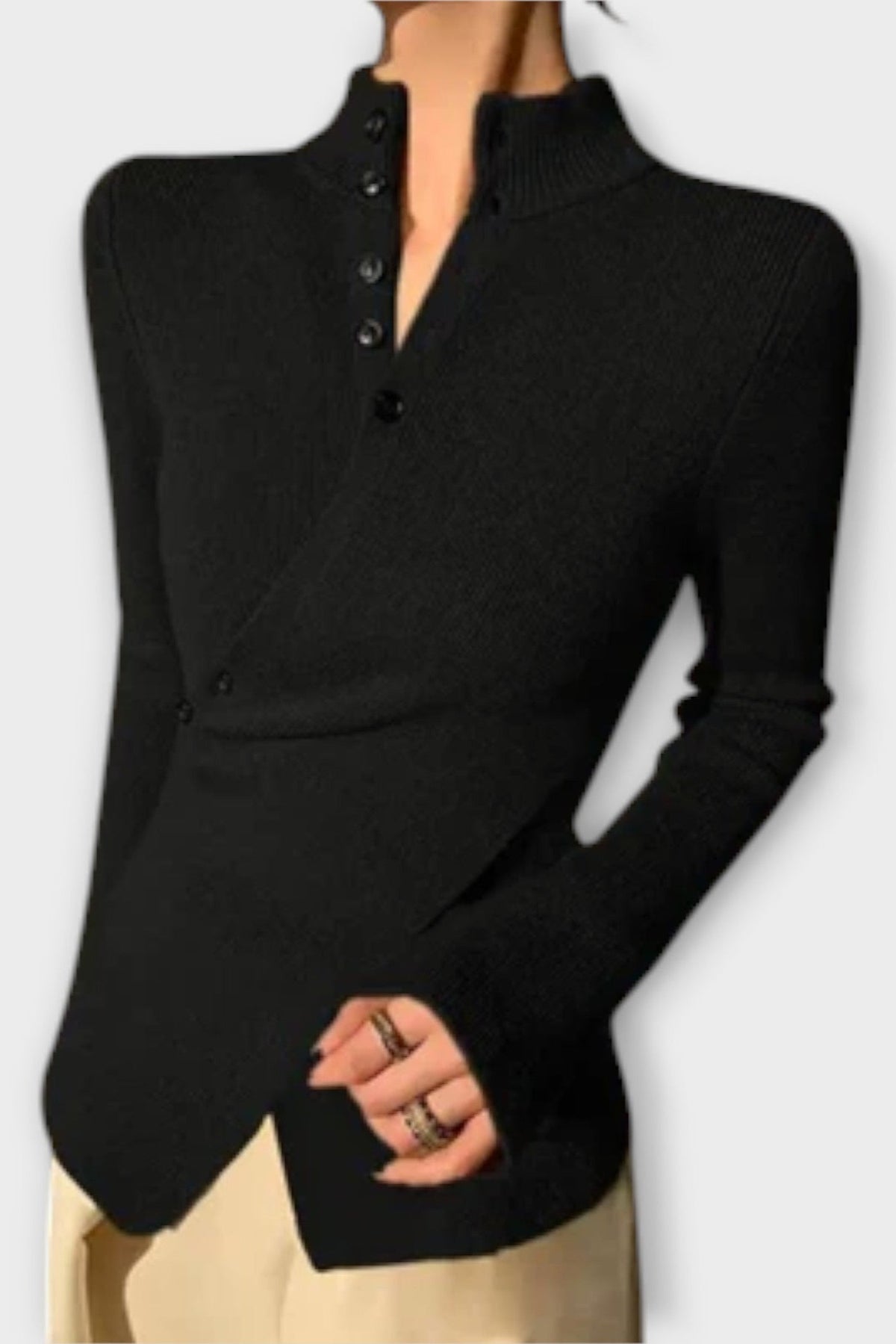 Glenys | Black Fitted Knit Jumper