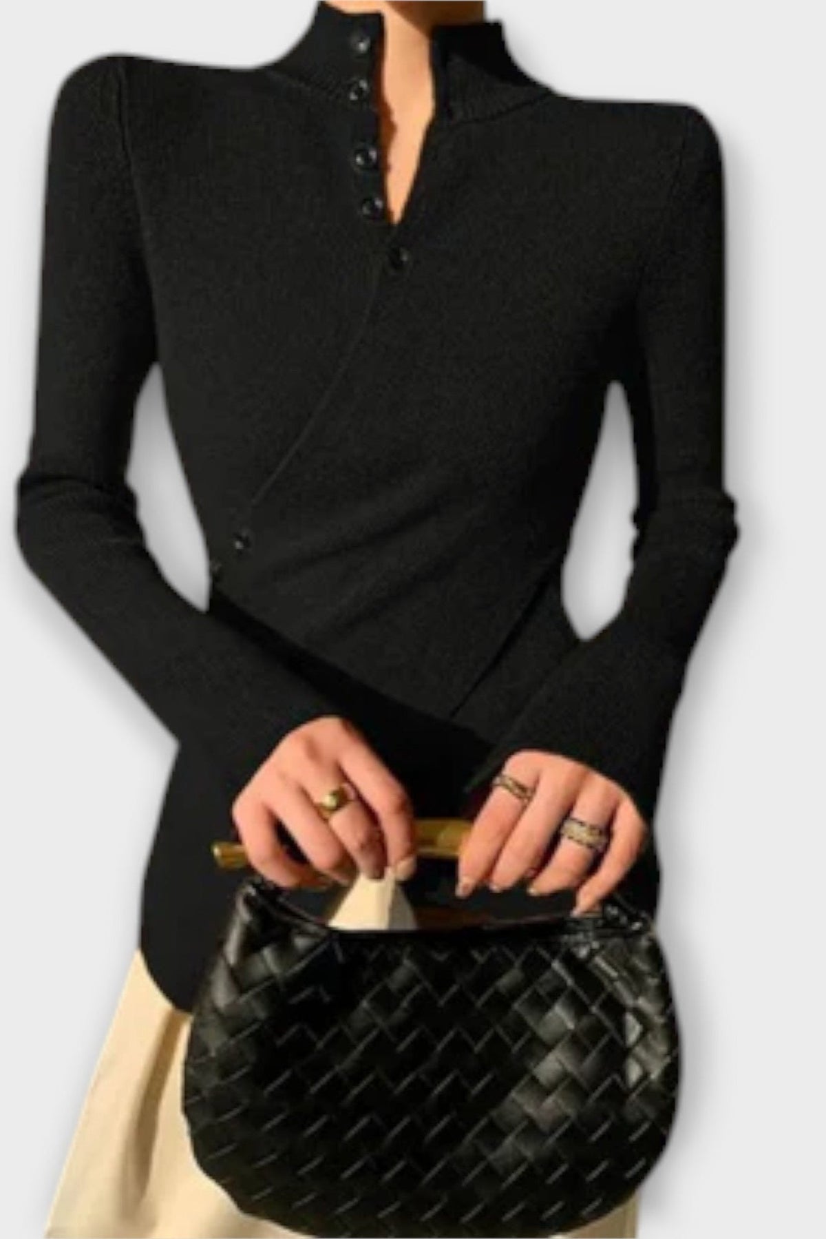 Glenys | Black Fitted Knit Jumper