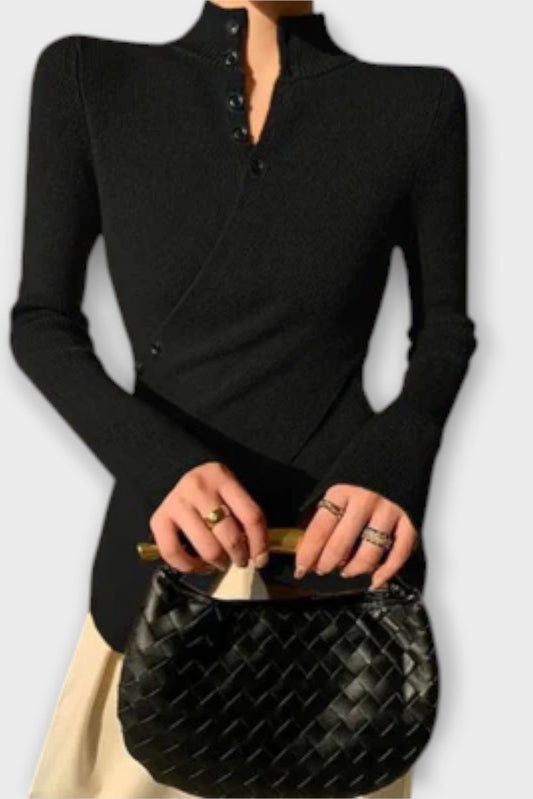 Glenys | Black Fitted Knit Jumper