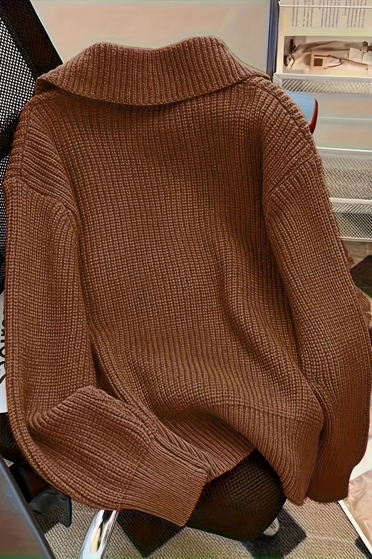 Hattie | Brown Chunky Collared Cardigan