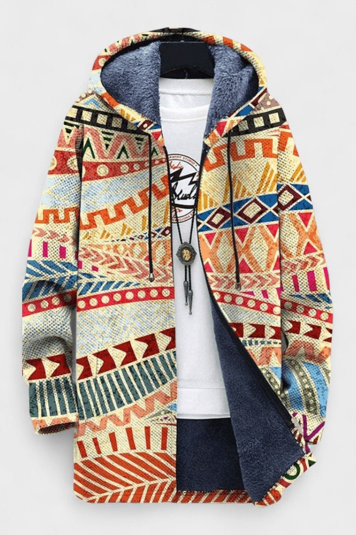 Hattie | Tribal Geometric Hooded Zip Jacket