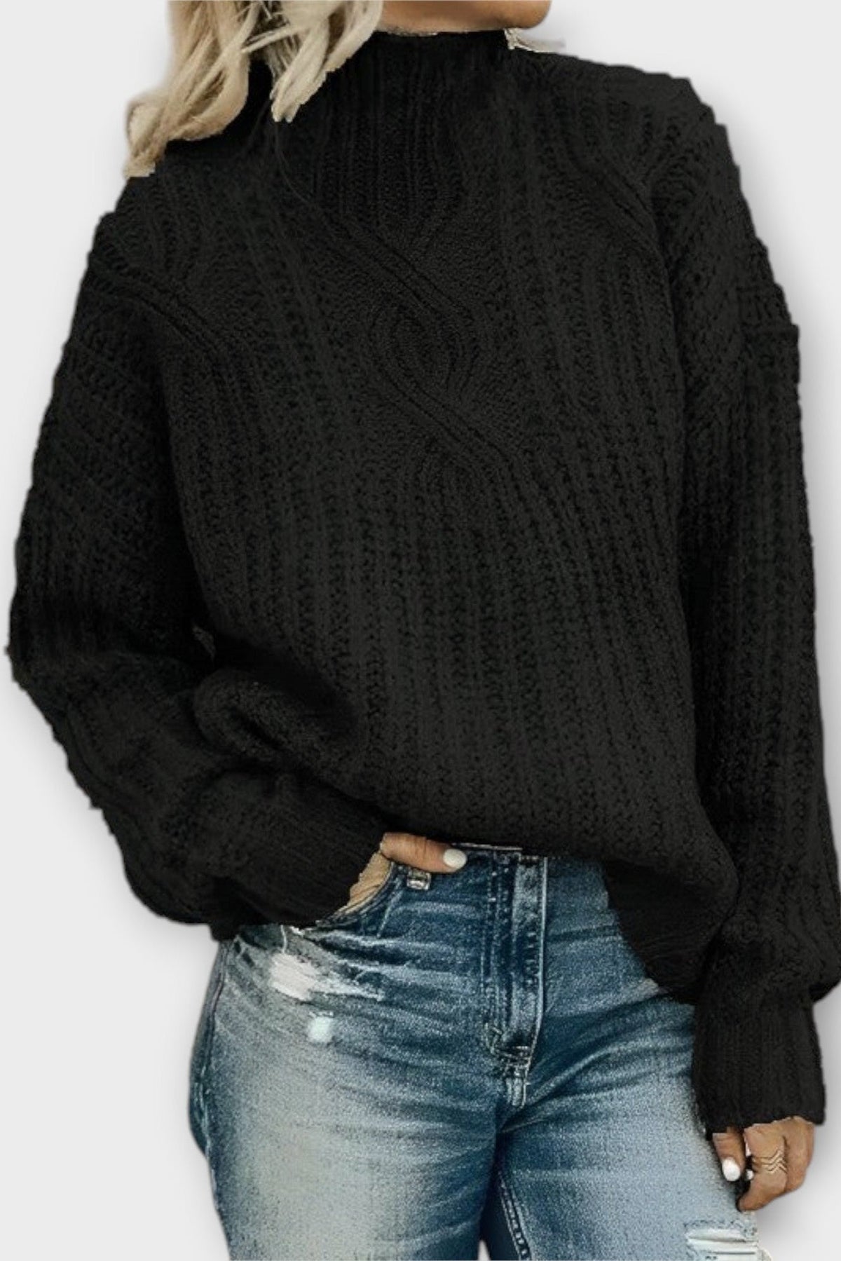 Harper | Black Chunky Knit Jumper