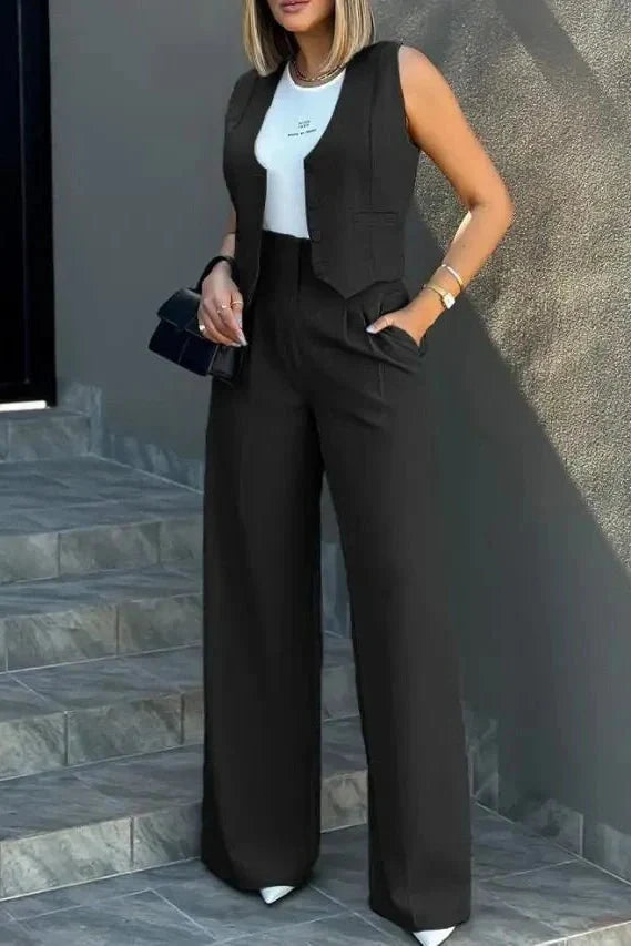 Helena | Waistcoat & Wide-Leg Trouser Set