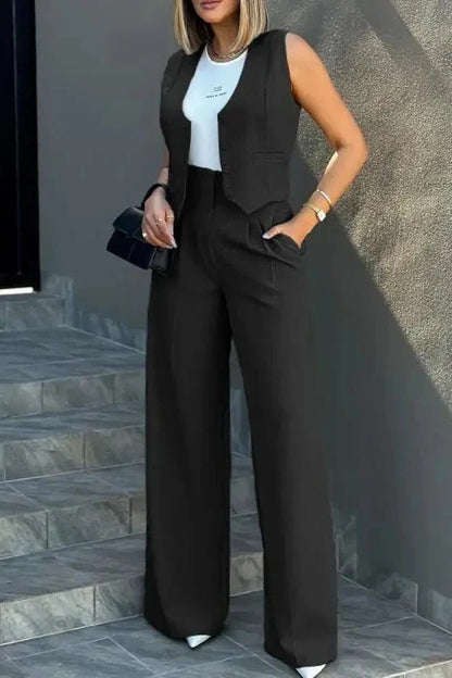 Helena | Waistcoat & Wide-Leg Trouser Set