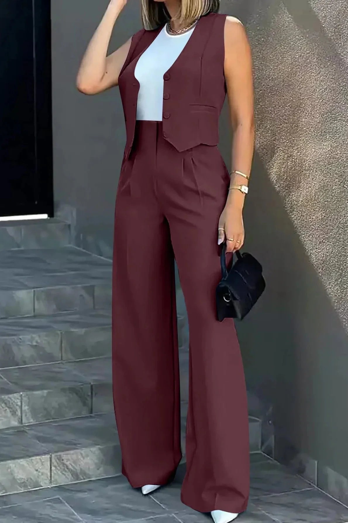 Helena | Waistcoat & Wide-Leg Trouser Set