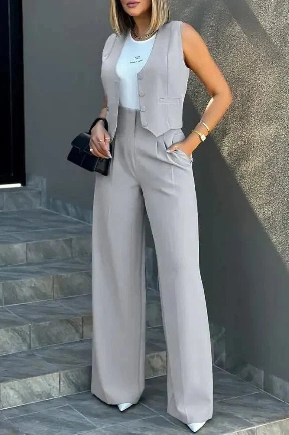 Helena | Waistcoat & Wide-Leg Trouser Set