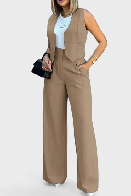 Helena | Waistcoat & Wide-Leg Trouser Set