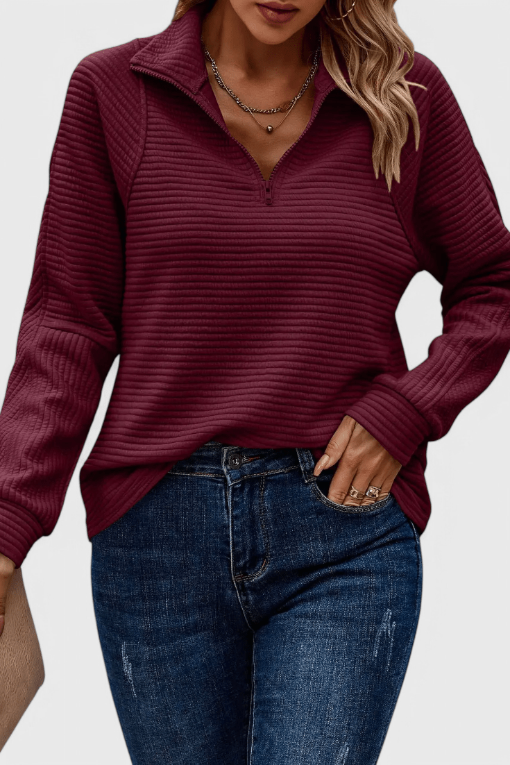 Helena | Dusty Pink Half-Zip Jumper
