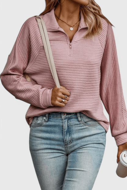 Helena | Dusty Pink Half-Zip Jumper