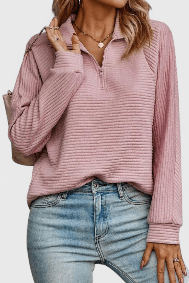 Helena | Dusty Pink Half-Zip Jumper