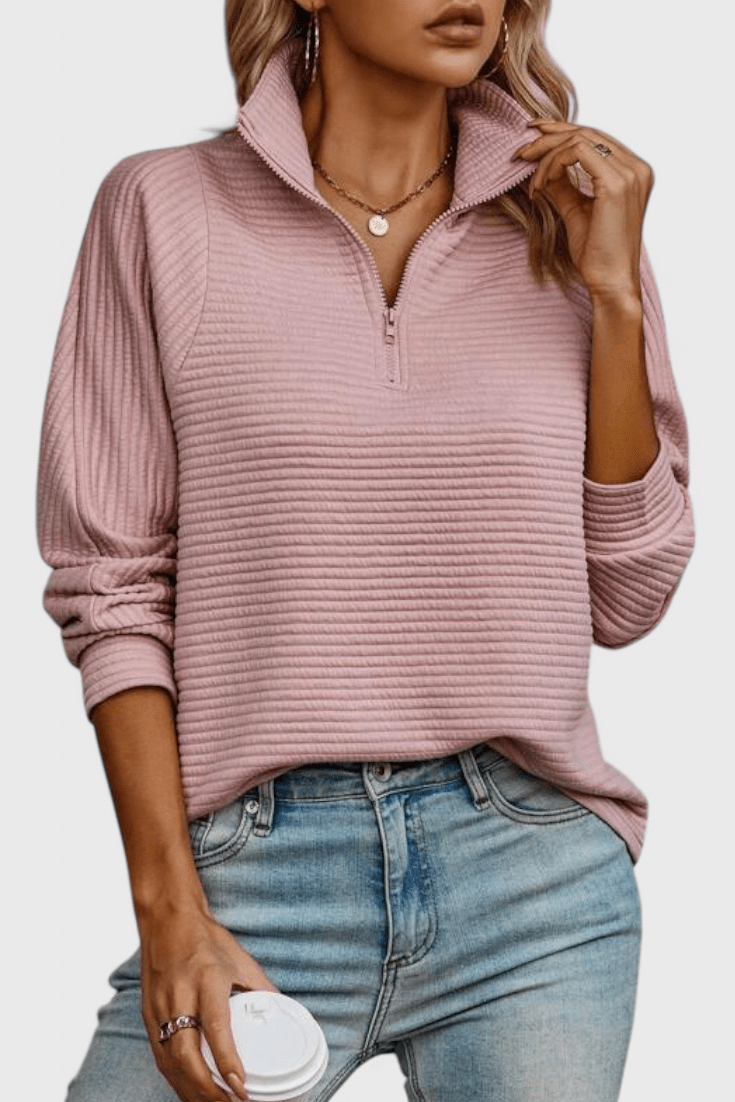 Helena | Dusty Pink Half-Zip Jumper