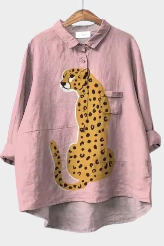 Helen | Pink Leopard Print Shirt