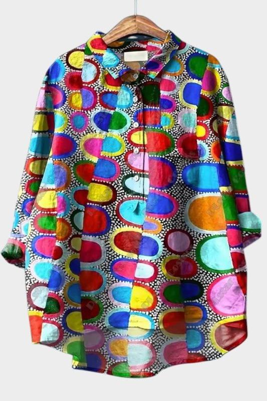 Hazel | Colourful Retro Print Shirt