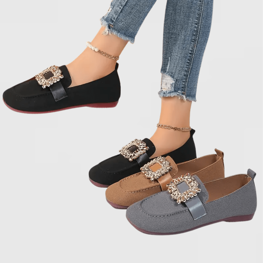 Hermione | Black Jewelled-Buckle Loafers