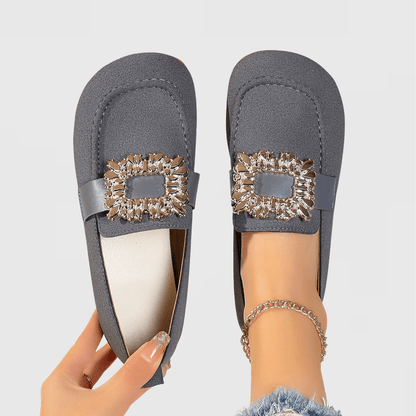 Hermione | Black Jewelled-Buckle Loafers
