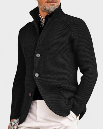 Hector | Navy Ribbed Button Cardigan