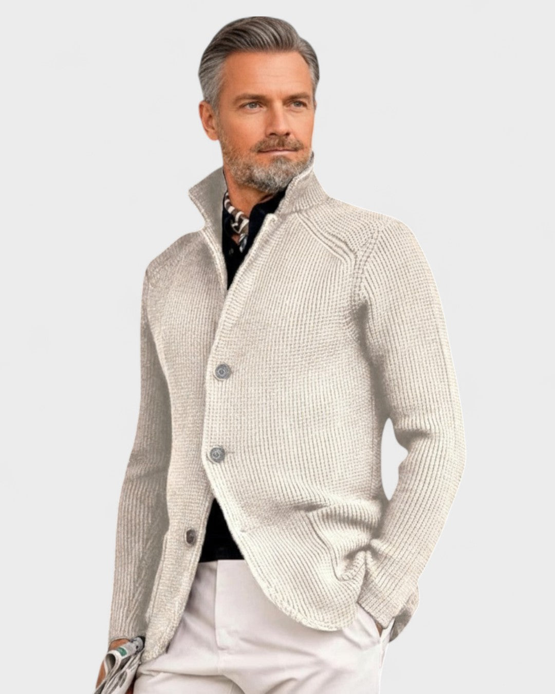 Hector | Navy Ribbed Button Cardigan