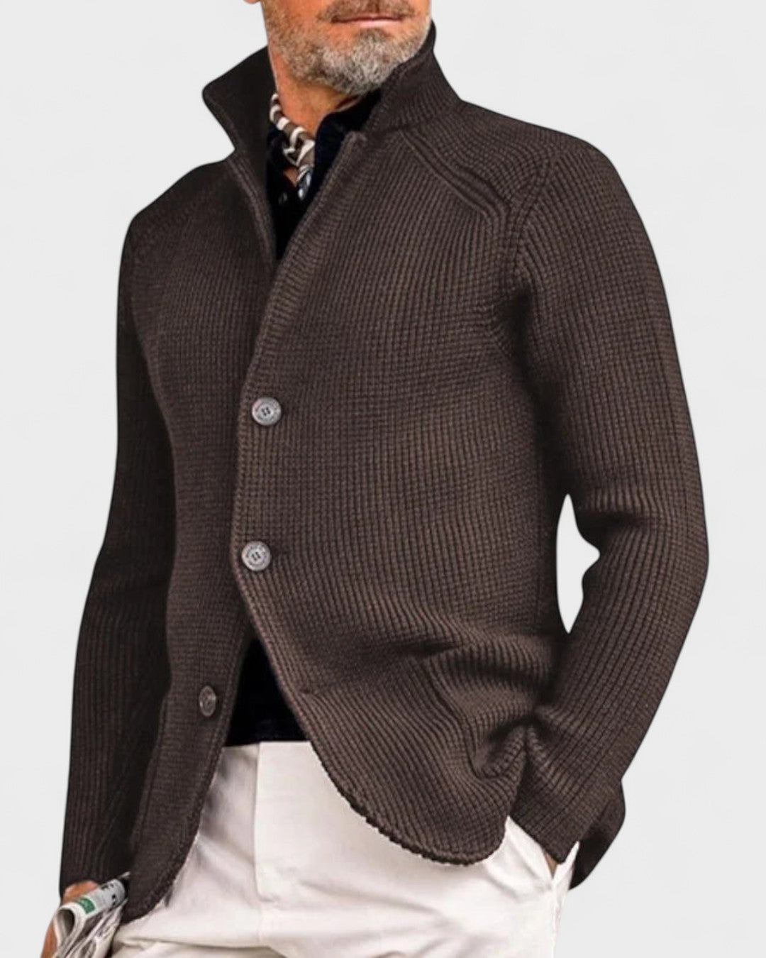Hector | Navy Ribbed Button Cardigan