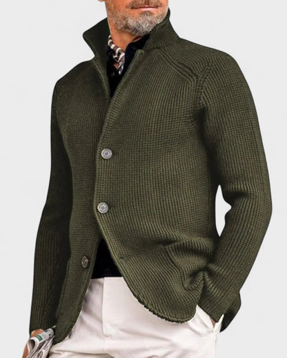 Hector | Navy Ribbed Button Cardigan