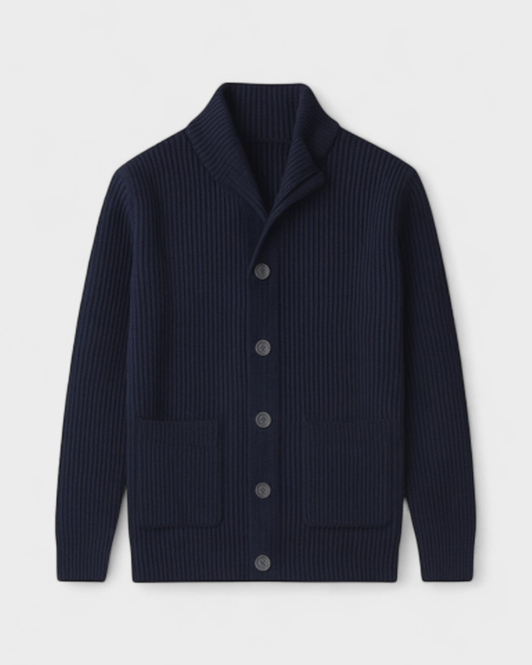 Hector | Navy Ribbed Button Cardigan