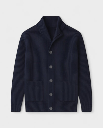 Hector | Navy Ribbed Button Cardigan