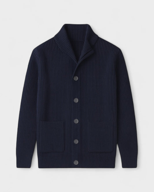 Hector | Navy Ribbed Button Cardigan