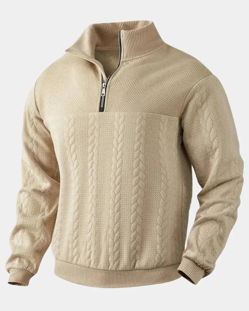 Henry | Cream Cable-Knit Half-Zip Jumper