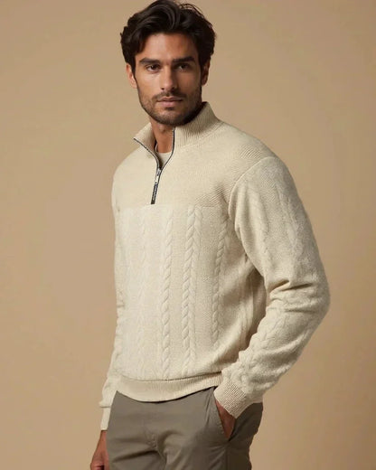 Henry | Cream Cable-Knit Half-Zip Jumper