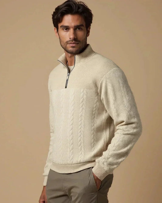 Henry | Cream Cable-Knit Half-Zip Jumper