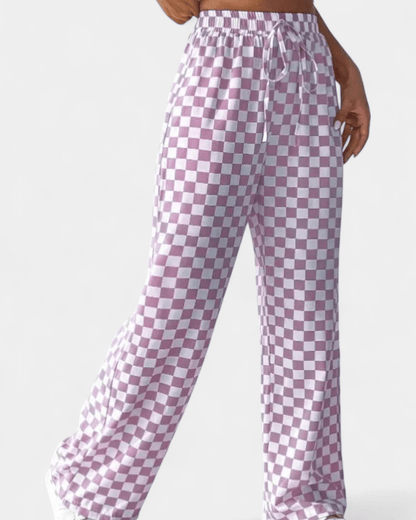 Hilary | Green Check Wide-Leg Trousers