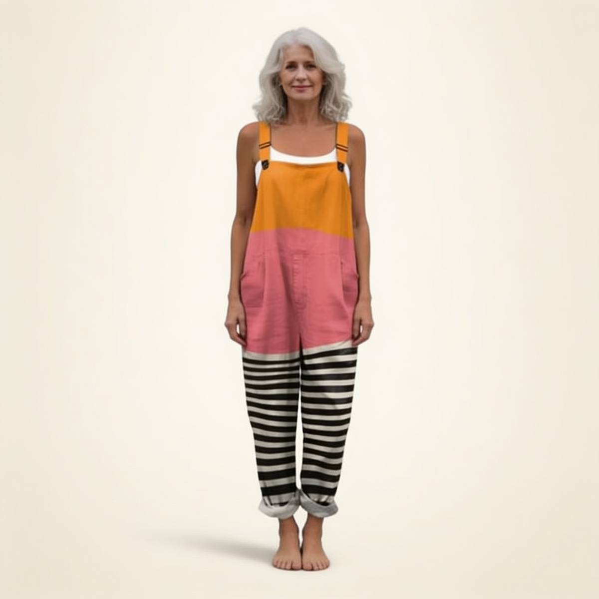 Marion | Colour Block Stripe Dungarees