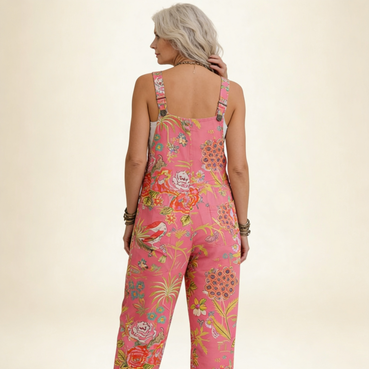 Helena | Pink Tropical Floral Dungarees